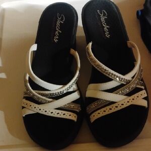 Skechers Women's Sandals with White and Silver Straps